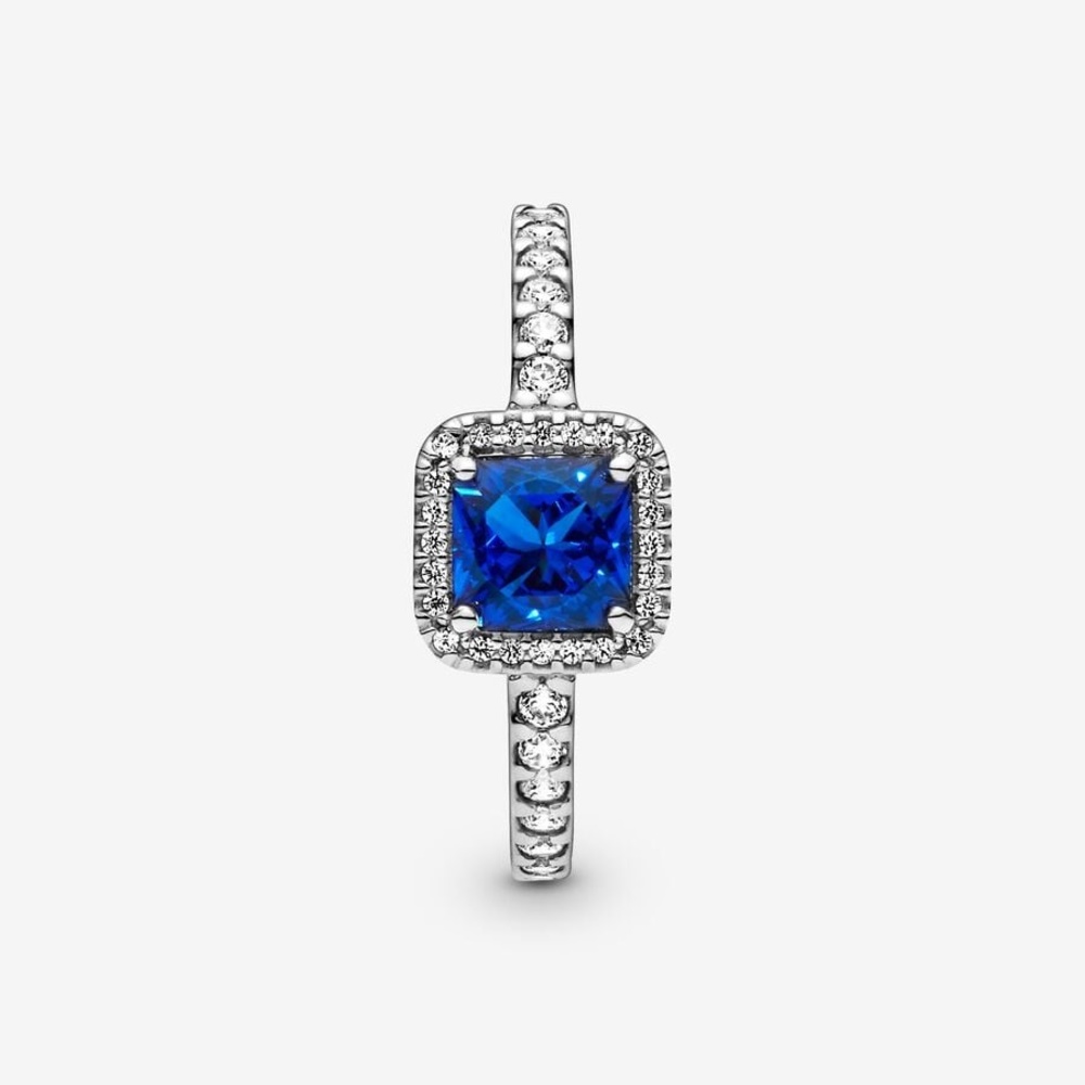 Blue Square Sparkle Halo Ring. Size 7 barely worn
